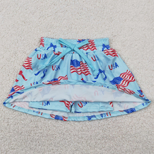 Baby Girls Skirts 4th Of July Flags Bows Summer Skort Skirts GLK0050 4.2
