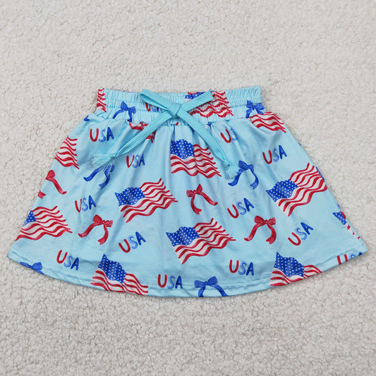 Baby Girls Skirts 4th Of July Flags Bows Summer Skort Skirts GLK0050 4.2