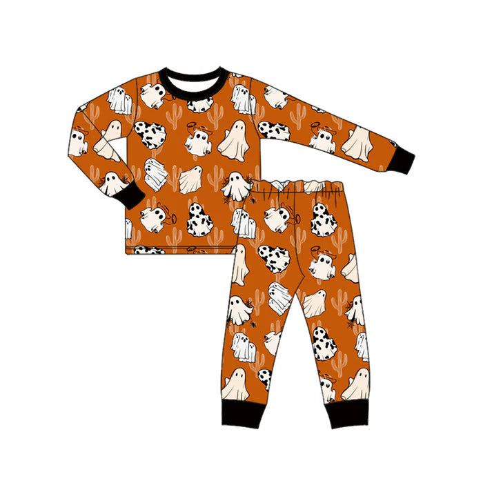 Preorder (moq 5)Baby Boys Long Sleeves Khaki Ghost Cactus Top Pant Pajamas Set 6.19
