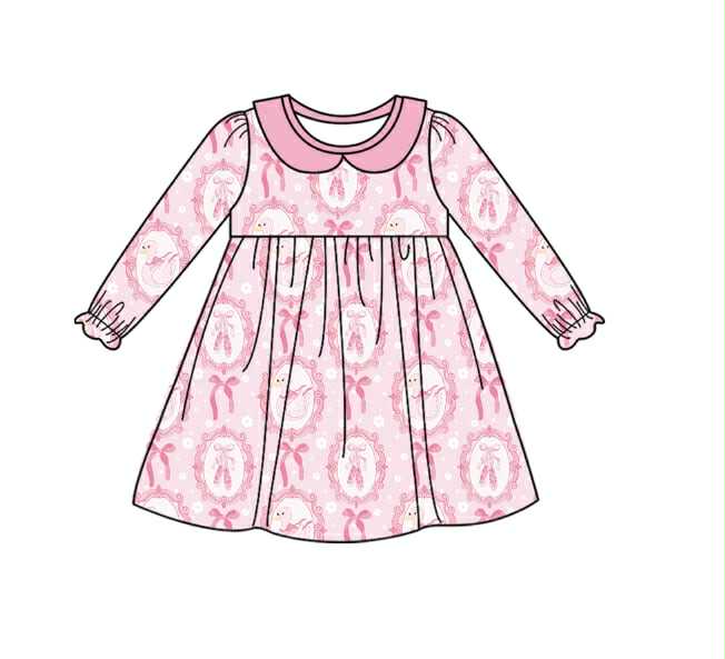 Preorder(moq 5) Hot Sale Baby Girls Dress Long Sleeve Knee Length Dresses 8.16