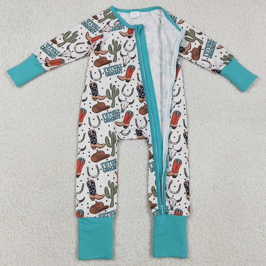 Baby Boys Rompers Cactus Boot Future Cowboys Western Zip Rompers LR2944 1.2