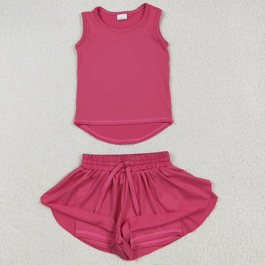 Baby Girls Clothes Pink Sleeveless Yoga Top Skorts Sets GSSO2500 5.23