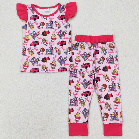 Baby Girls Pajamas Doll Pink Top Pants Pajamas Clothes Sets GSPO1996