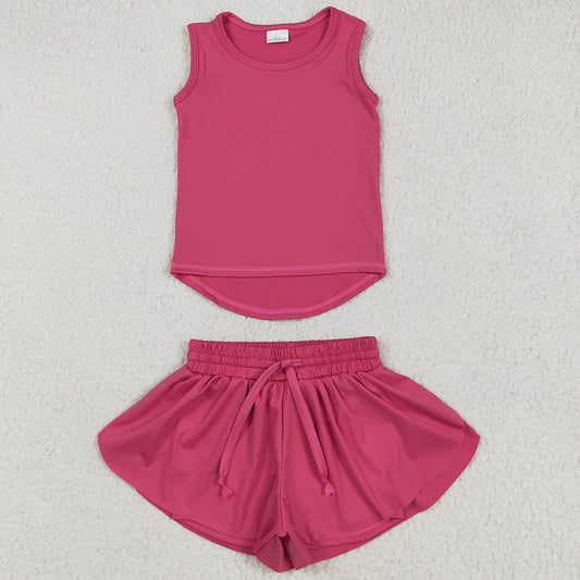 Baby Girls Clothes Pink Sleeveless Yoga Top Skorts Sets GSSO2500 5.23