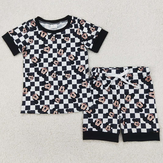 Baby Girls Clothes Checkered Short Sleeve Shirt Shorts Sets GSSO2233