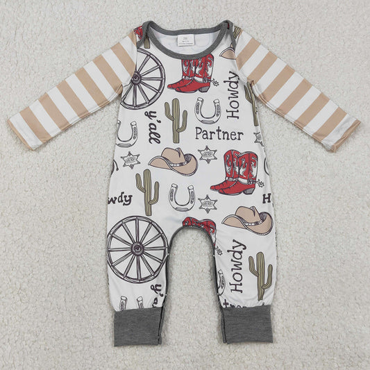 Baby Boys Rompers Cactus Boots Partner Howdy Western Rompers LR2977 1.2