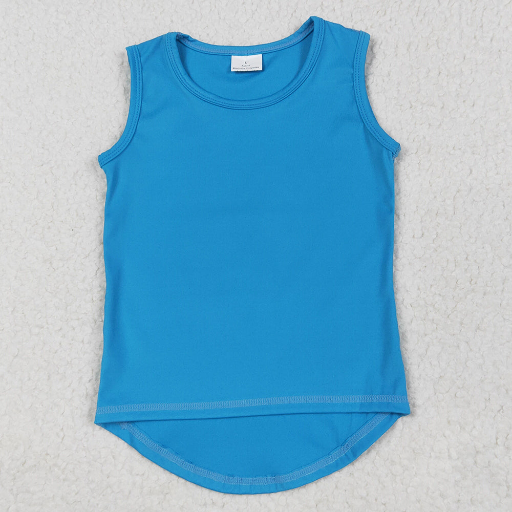 Baby Girls Yoga Clothes Blue Sleeveless Yoga Tee Shirts Vests GT0986 5.26
