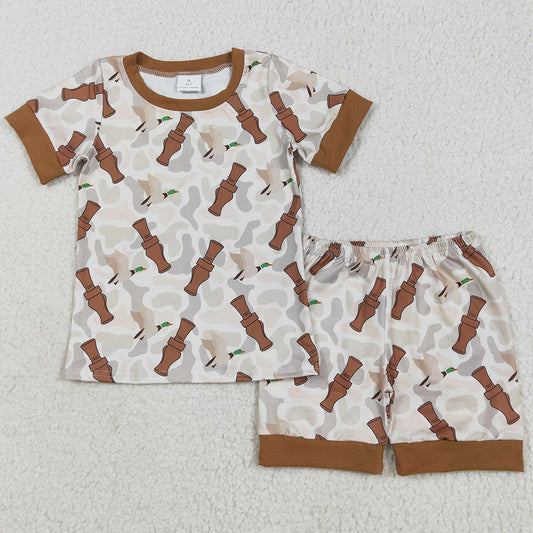 Baby Boys Clothes Khaki Camo Ducks Calls Top Shorts Pajamas Sets BSSO1324 5.21