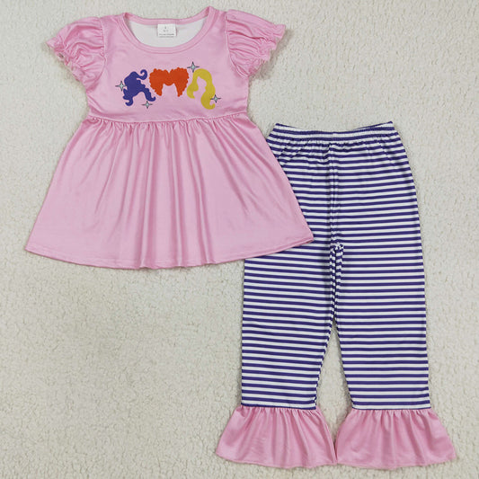 Baby Girls Clothes Pink Halloween Tunic Tops Stripe Ruffle Pants Sets GSPO2043 7.18