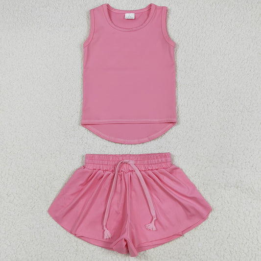 Sibling Baby Girls Yoga Clothes Sleeveless Colorful Yoga Vests Top Ruffle Shorts Sets 5.28