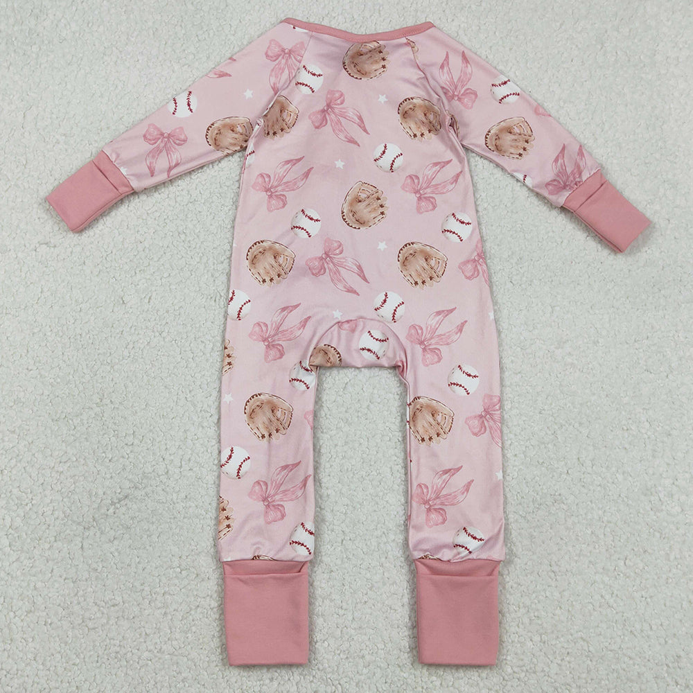 Baby Girls Rompers Pink Hats Baseballs Team Zip Rompers LR2967 1.2