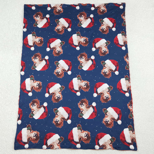Baby Kids Blankets Christmas Western Highland Cows Hats Minky Blankets BL0088 10.14