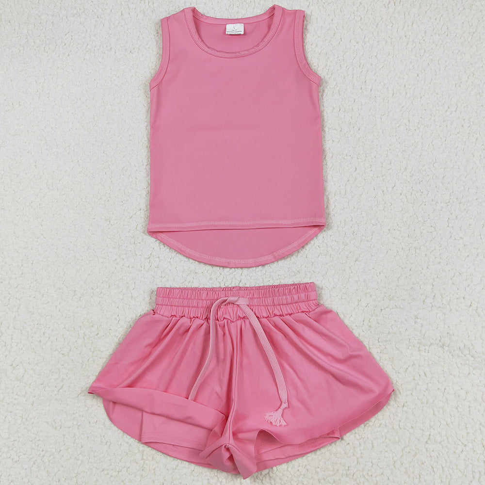 Sibling Baby Girls Yoga Clothes Sleeveless Colorful Yoga Vests Top Ruffle Shorts Sets 5.28