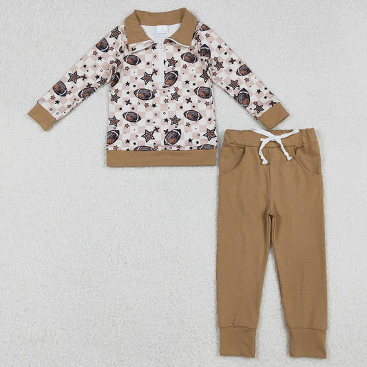 Baby Boys Clothes Footballs Stars Zipper Pullovers Pocket Pants Team Sets BLP1217 9.13