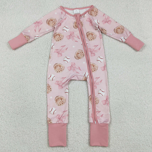Baby Girls Rompers Pink Hats Baseballs Team Zip Rompers LR2967 1.2