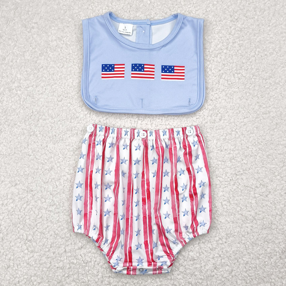 Baby Boys Rompers Sleeveless Flags Red Stripe Stars 4th Of July Rompers SR3049 5.1