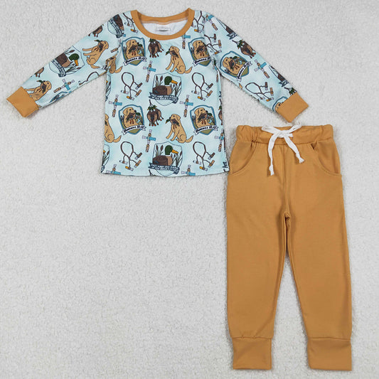 Baby Boys Pajamas Ducks Dogs Hunting Top Pants Southern Pajamas Sets BLP1177 9.20