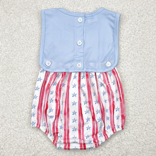 Baby Boys Rompers Sleeveless Flags Red Stripe Stars 4th Of July Rompers SR3049 5.1