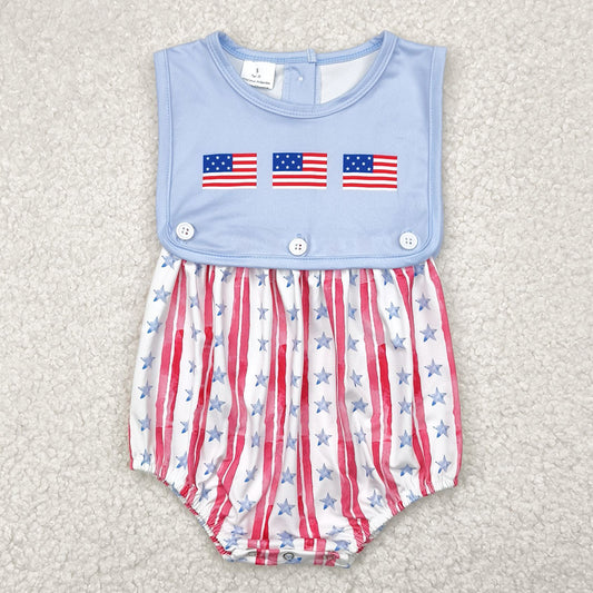 Baby Boys Rompers Sleeveless Flags Red Stripe Stars 4th Of July Rompers SR3049 5.1