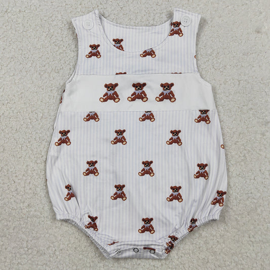 Baby Boys Rompers Sleeveless Grey Stripe Bears Rompers SR3570