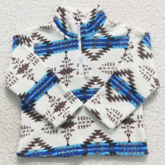 Hot Sale Kids Boys Girls Clothes Aztec Western Thick Zip Pullovers Tops BT0354