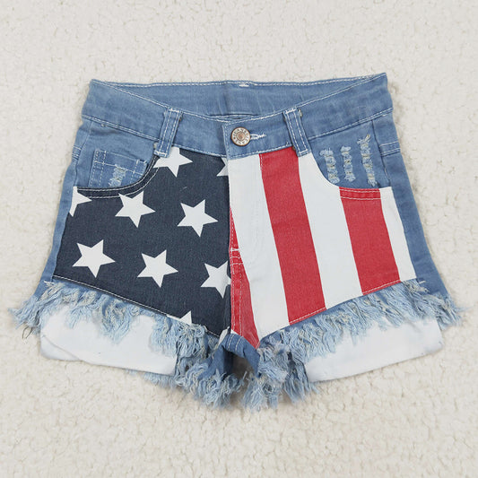 Hot Sale Baby Girls Denim Shorts Boutique July 4th Girls Jeans Shorts NC0003 6.25