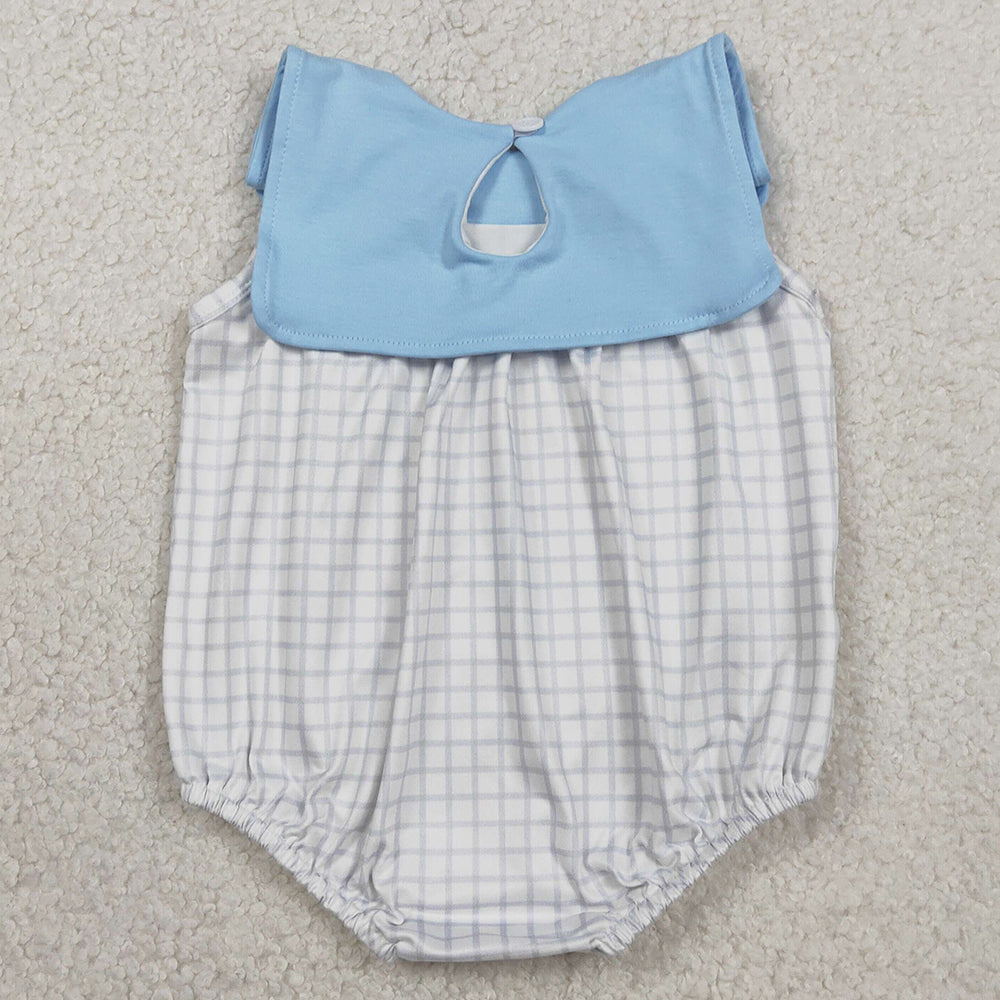Baby Boys Rompers Sleeveless Blue Checked Rompers SR3751