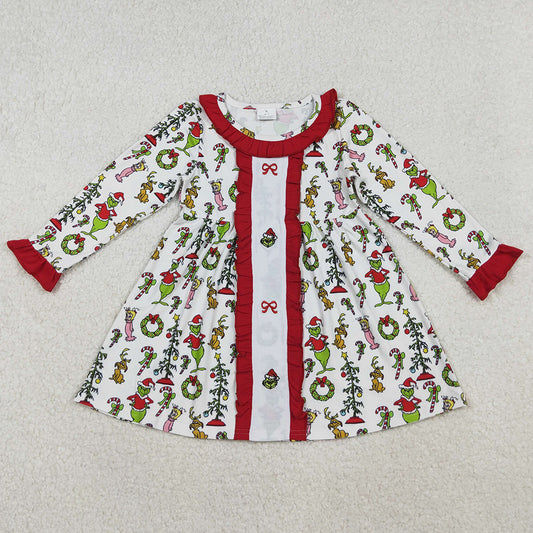 Baby Girls Dress Embroidery Bows Grin Christmas Collar Knee Length Dresses GLD1289 10.13