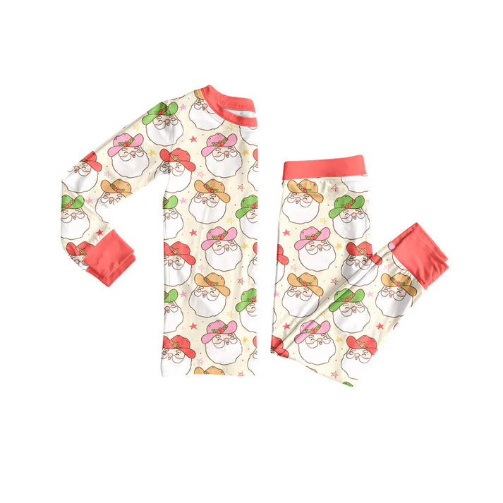 Preorder (moq 5)Baby Girls Long Sleeves Santa Plaid Top Pant Pajamas Set 6.19