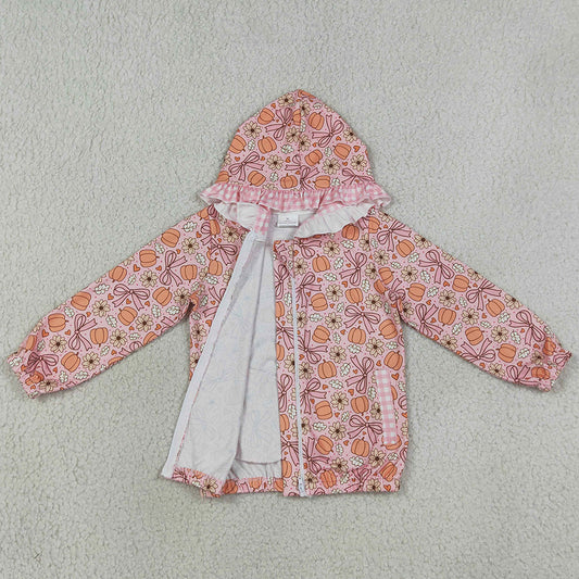 Baby Girls Clothes Long Sleeve Flowers Bows Pumpkins Fall Zip Pockets Hoodies Top GT1661