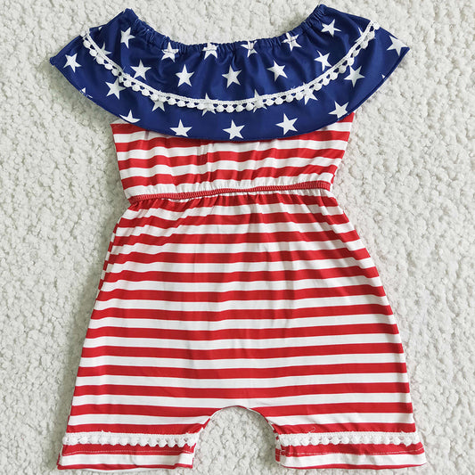 Star Print Boutique Baby Girls Romper July 4th Girls Rompers Jumpsuit A4-5-2 5.8
