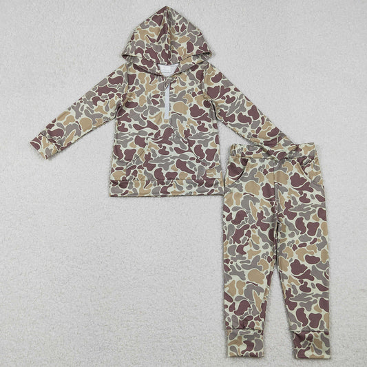 Baby Boys Clothes Khaki Camo Hoodies Pockets Legging Pants Hunting Clothes Set BLP1266 11.1