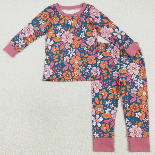 Baby Girls Pajamas Lavender Long Sleeves Floral Top Pants Pajamas Sets GLP2385 8.6