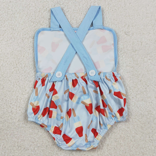 Baby Boys Rompers Strap Red Blue Popsicle 4th of July Rompers SR3923