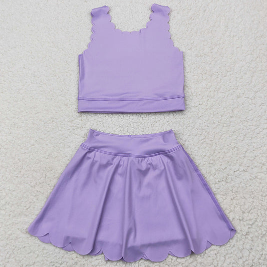 Baby Girls Clothes Lavender Yoga Vest Skirt Active Wear Clothes Sets GSD2095 5.26