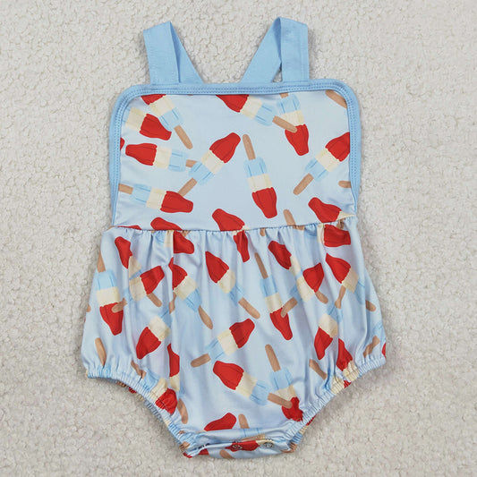 Baby Boys Rompers Strap Red Blue Popsicle 4th of July Rompers SR3923