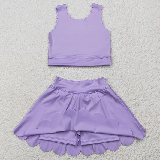 Baby Girls Clothes Lavender Yoga Vest Skirt Active Wear Clothes Sets GSD2095 5.26