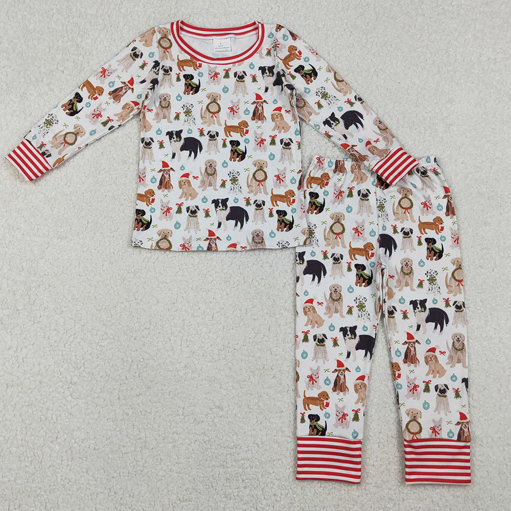 Baby Girls Pajamas Hats Dogs Holly Top Pants Christmas Pajamas Sets GLP2193 11.1