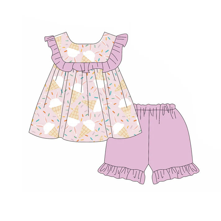 Preorder(moq 5) Baby Girls Rabbits Sprinkles Tunic Ruffle Shorts Easter Clothes Sets 11.18