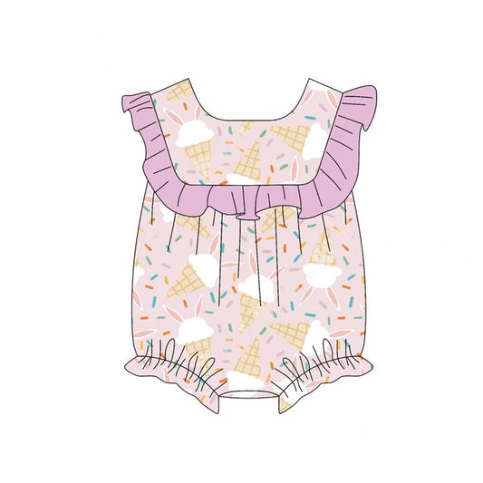 Preorder (moq 5)Baby Girls Rabbits Sprinkles Easter Ruffle Rompers 11.18
