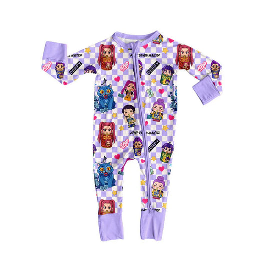 Preorder (moq 5)Baby Girls Long Sleeve Cartoon Girls Hearts Zipper Footie Rompers 10.11