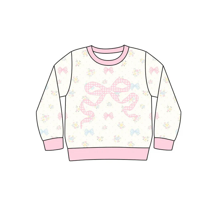 Preorder(moq 5) Baby Girls Pink Bows Flowers Tee Shirts Top 10.24