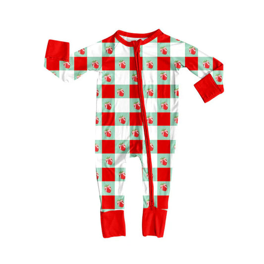 Preorder (moq 5)Baby Girls Bows Strawberry Valentine Zipper Footie Rompers 10.15