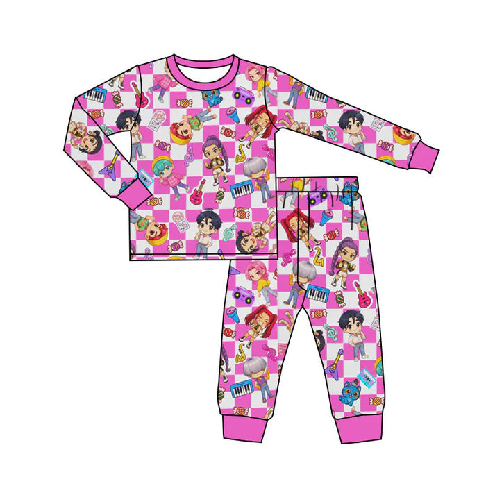 Preorder(moq 5) Baby Girls Cartoon Girls Music Top Pants Pajamas Sets 10.11