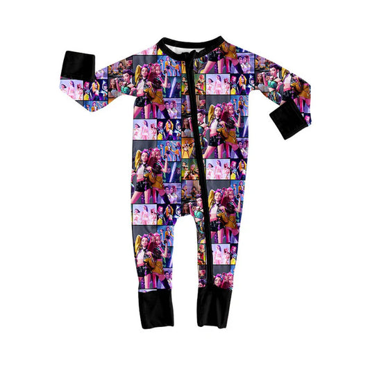Preorder (moq 5)Baby Girls Long Sleeve Cartoon Girls Zipper Footie Rompers 10.11