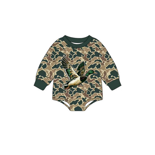 Preorder (moq 5)Baby Boys Green Ducks Camo Hunting Long Sleeve Rompers 10.24