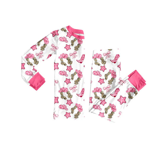 Preorder(moq 5) Baby Girls Stars Hats Boots Top Pants Western Pajamas Sets 10.30