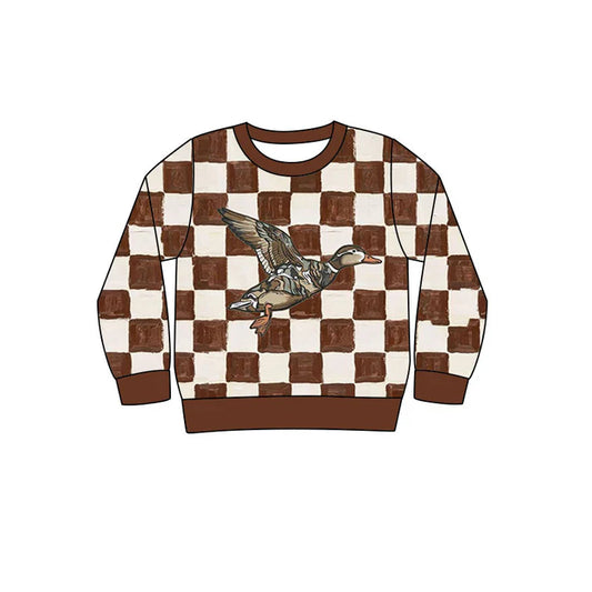 Preorder(moq 5) Baby Boys Brown Checked Ducks Hunting Tee Shirts Top 10.24