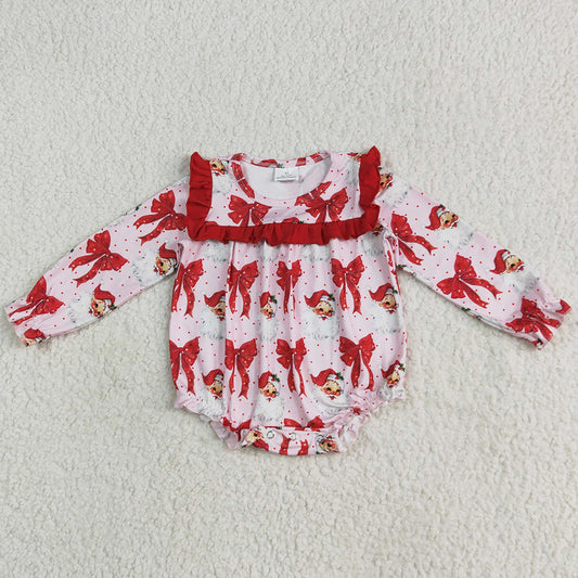 Baby Girls Rompers Christmas Red Santa Bows Ruffle Rompers LR2210 6.7