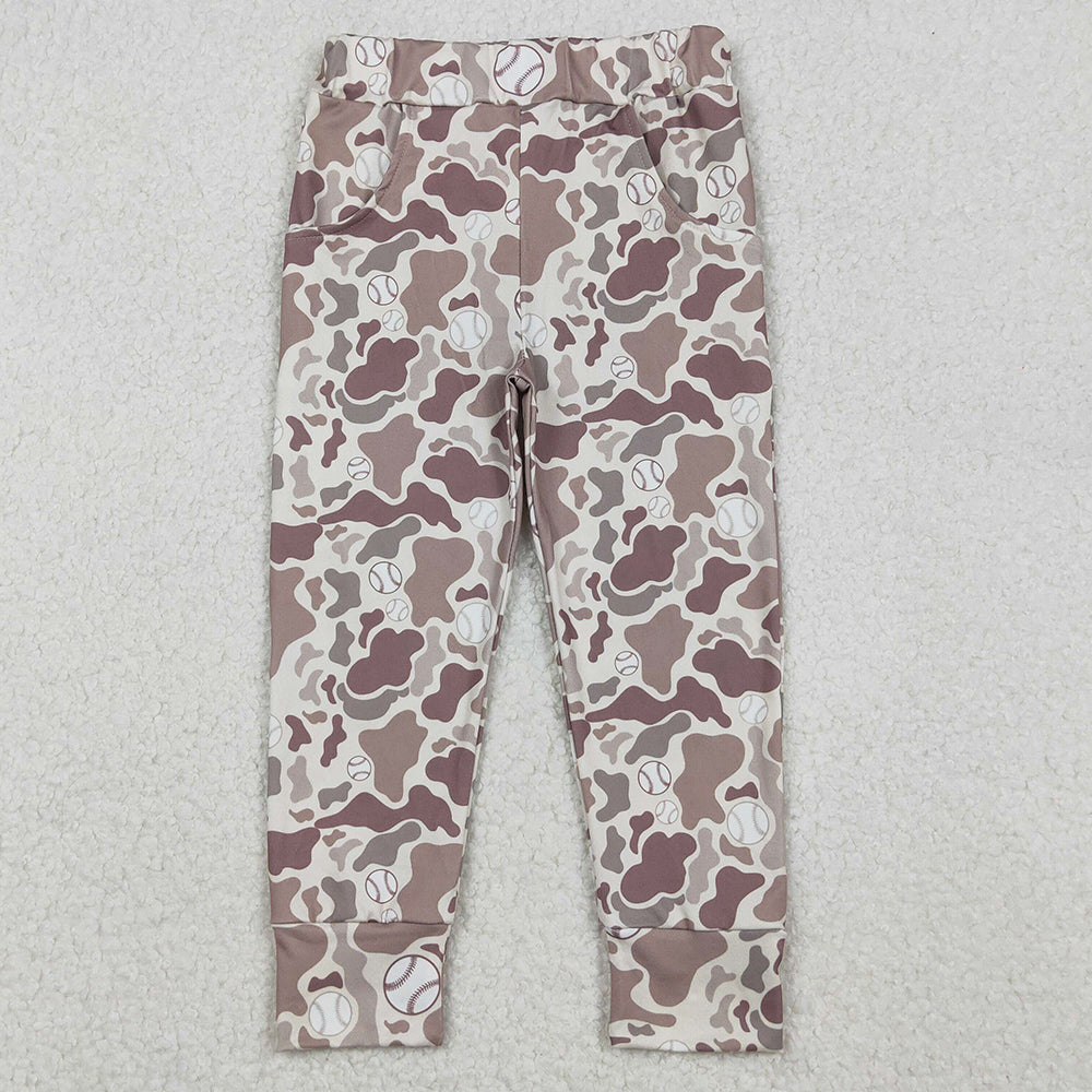 Baby Boys Pants Khaki Camo Baseballs Team Pockets Leggings Pant Bottom P0875 10.21